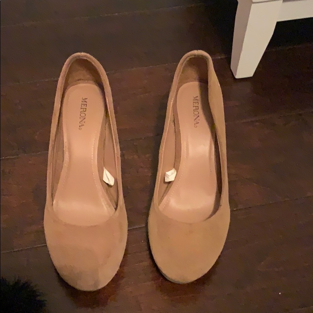 Tan suede wedges